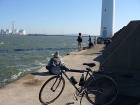 衣浦西堤の灯台手前